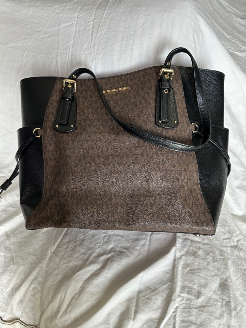 Michael Kors Brown & Black MK Signature Tote